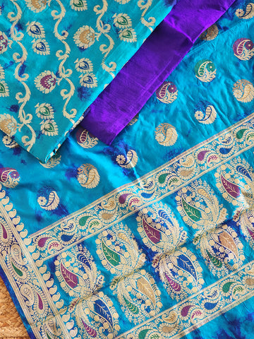 Ferozi Pure silk handwoven Banarasi suit set (unstitched)