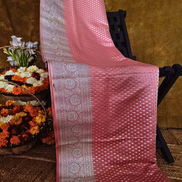 Pink Handloom Zari Banarasi Silk Saree