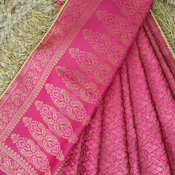 Pink Zari Banarasi Stole