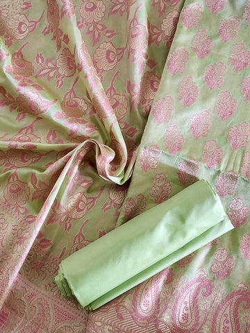 Light green Pure silk Meenakari Handwoven Banarasi Suit