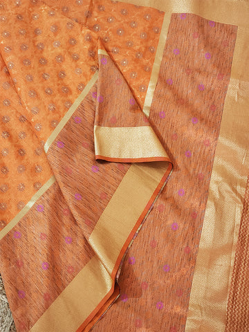 Orange Pure Handloom Dharmawaran Banarasi Saree