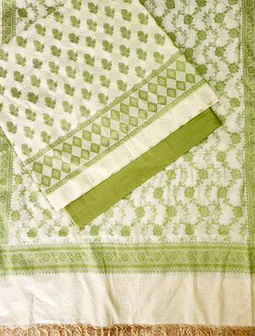 Light Green Katan silk handwoven Banarasi Suit set
