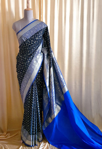 Sitara Black opara silk Banarasi Handloom saree