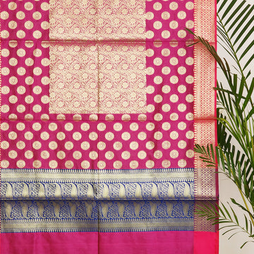 Pink Katan Silk Banarasi Handloom Dupatta