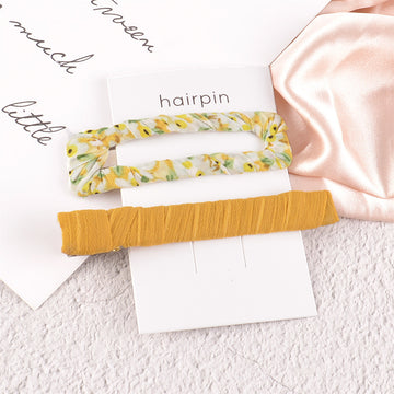 Pastel Yellow Floral hairpin- set of 2