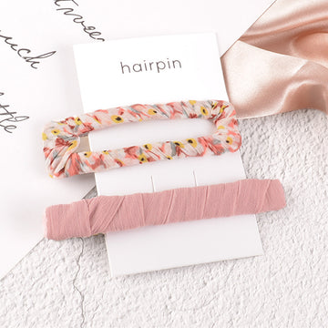 Pastel Pink Floral hairpin- set of 2