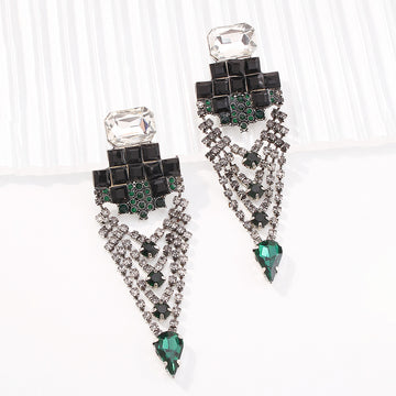 Geometric Green Diamond Earrings