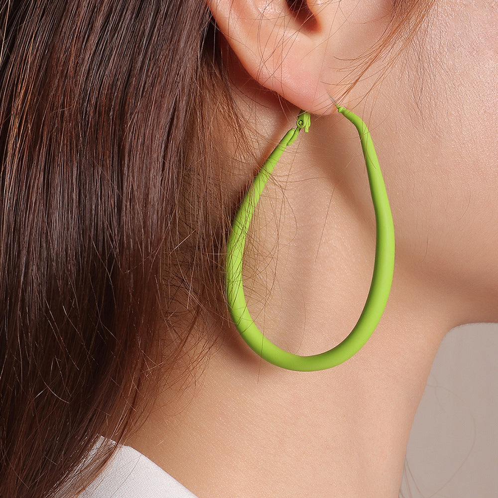 Lime Fashion Oval Hoop Earrings - Ticara Town