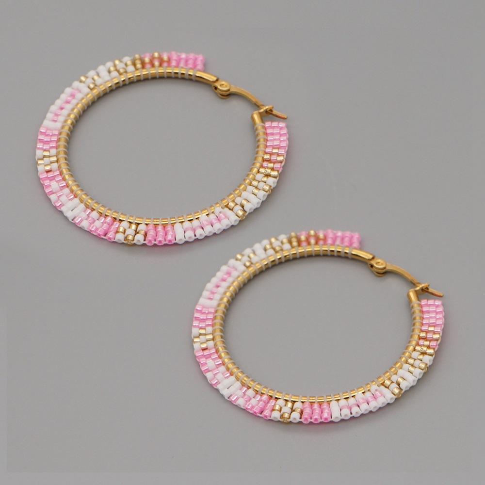 Miyuki Beads Large Hoop Earrings - Ticara Town