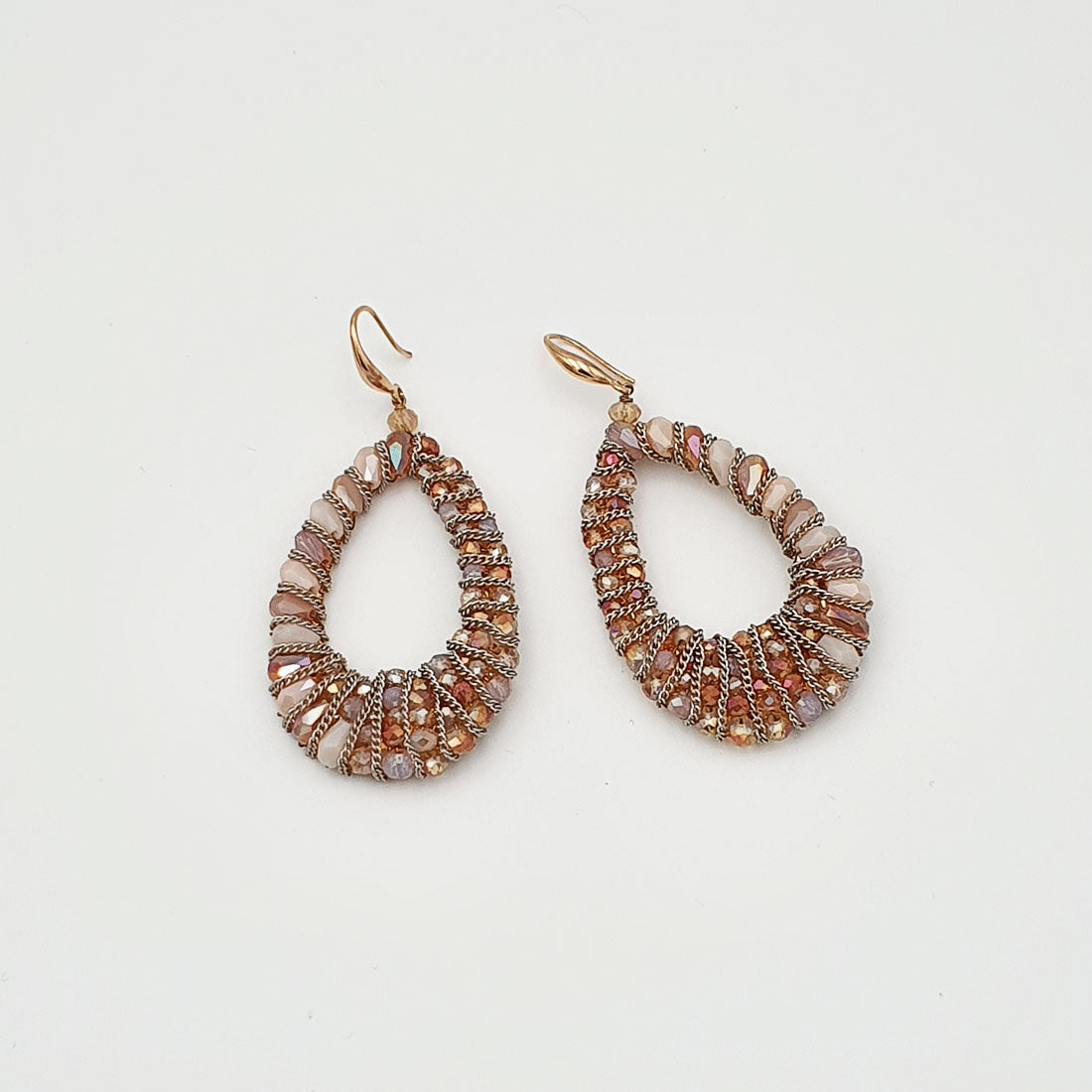 Copper Gold Crystal Hoop Earrings - Ticara Town